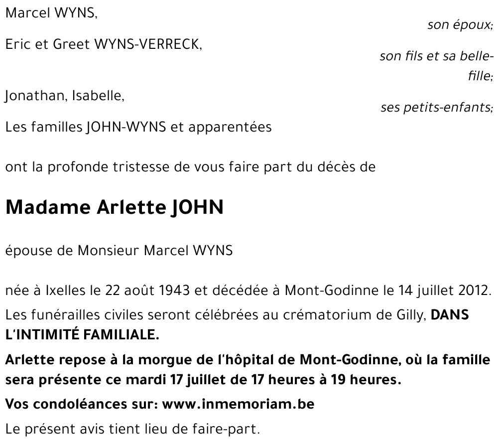 Arlette JOHN