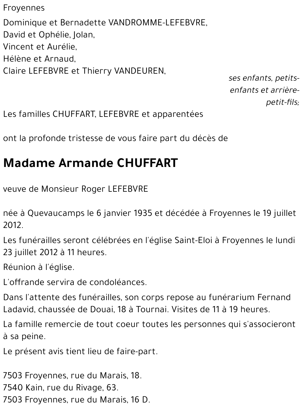 Armande CHUFFART