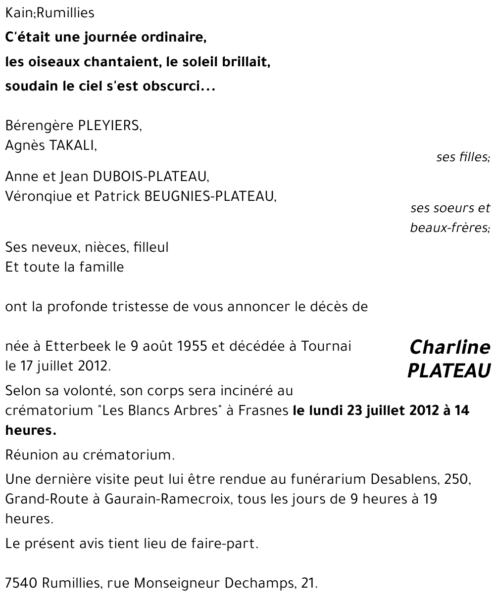 Charline PLATEAU