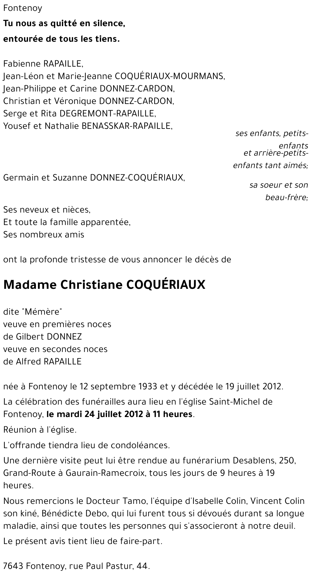 Christiane COQUÉRIAUX