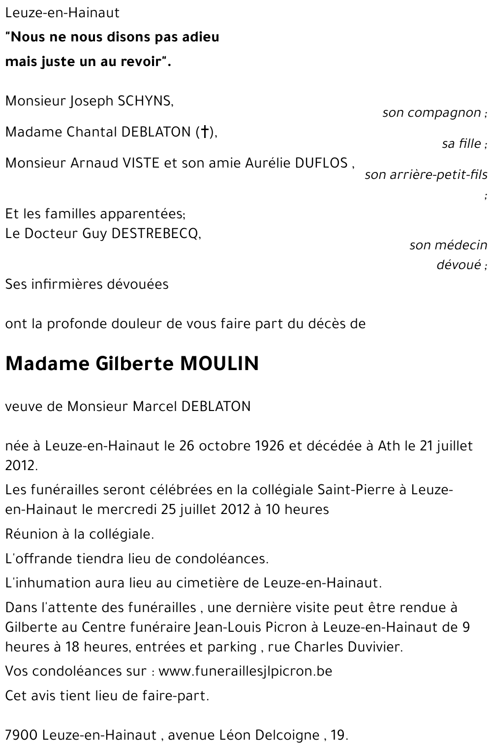 Gilberte MOULIN