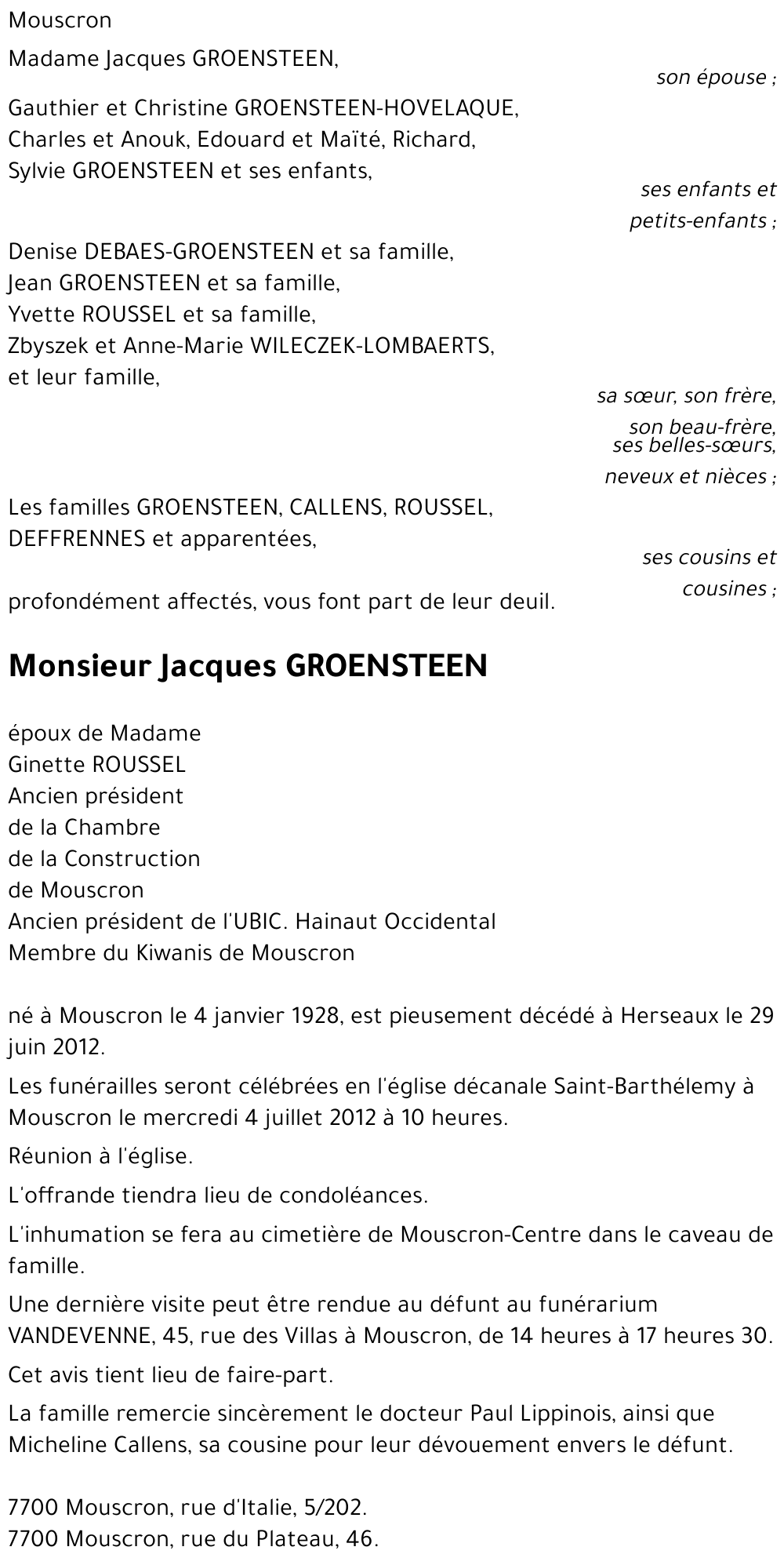 Jacques GROENSTEEN