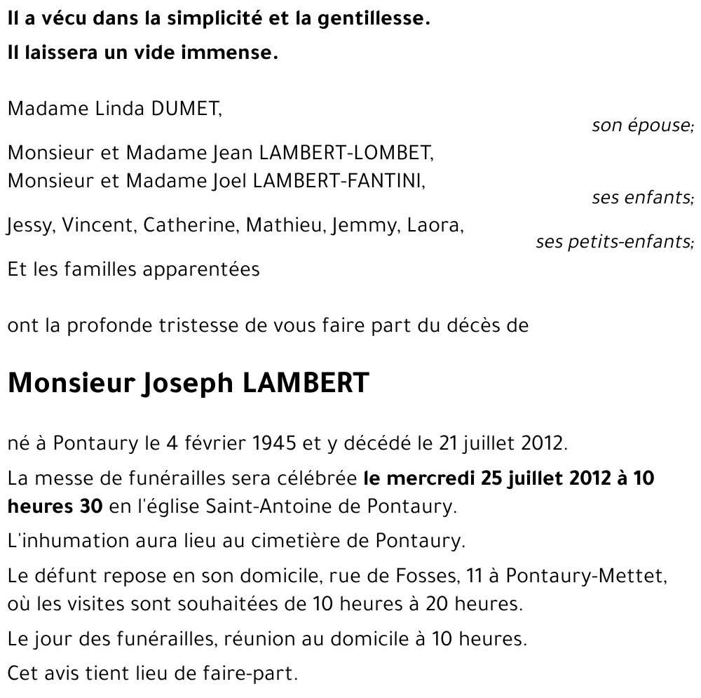 Joseph LAMBERT