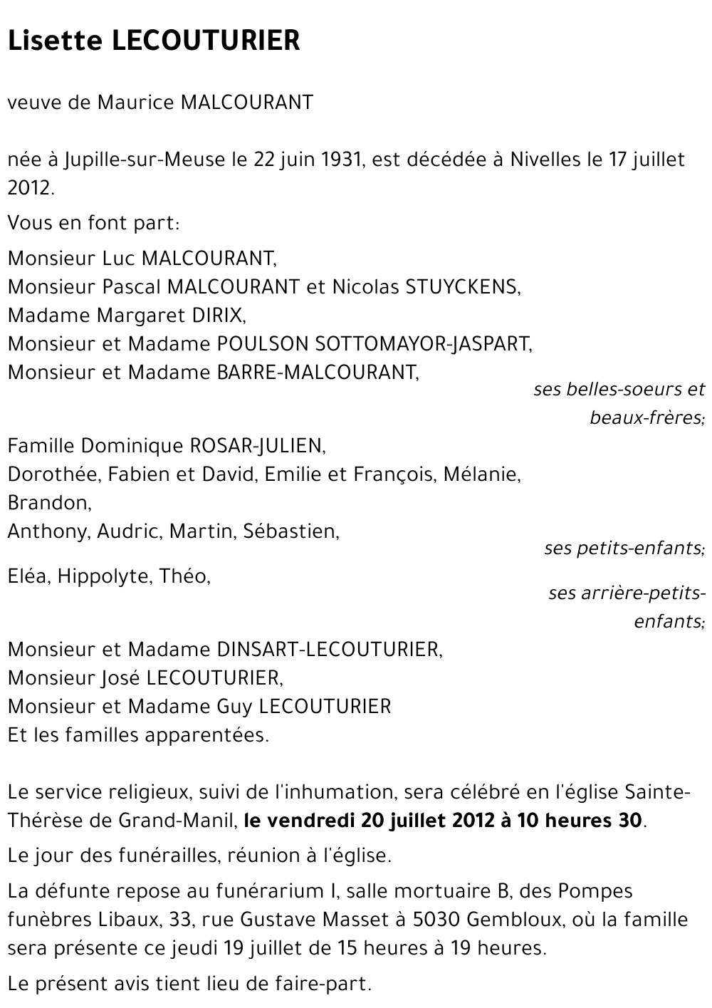 Lisette LECOUTURIER