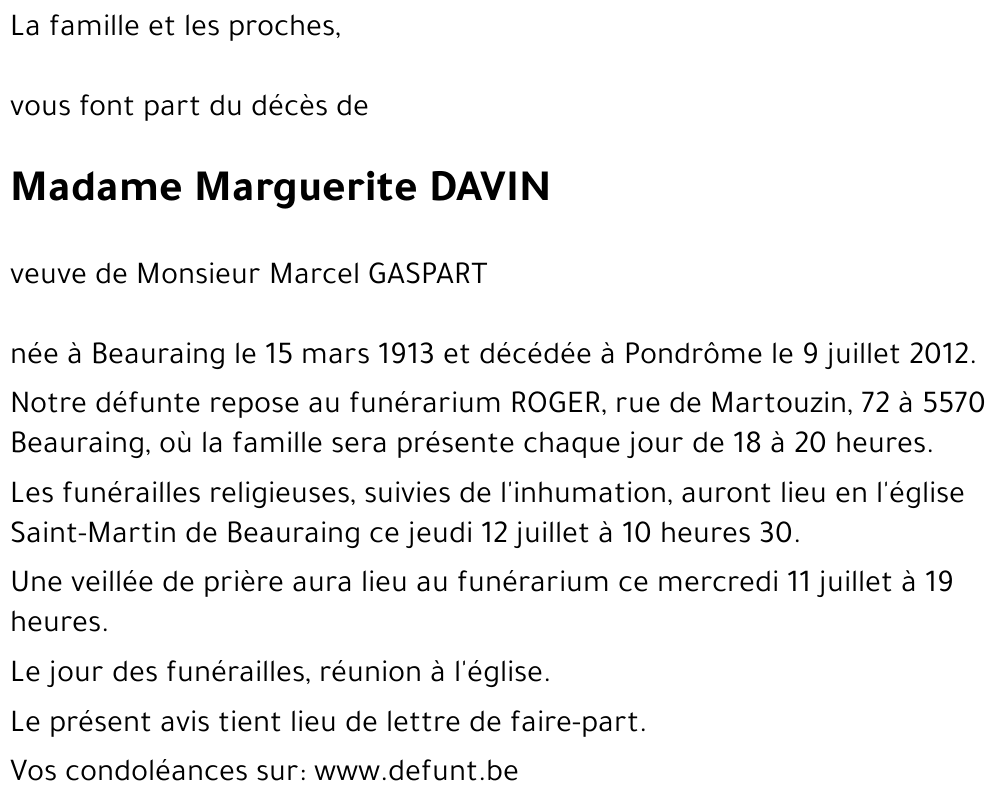 Marguerite DAVIN