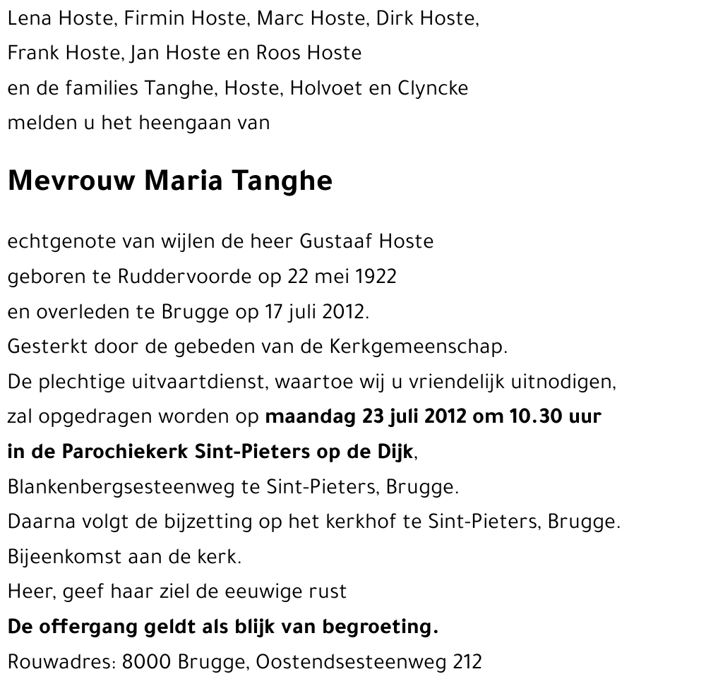 maria tanghe