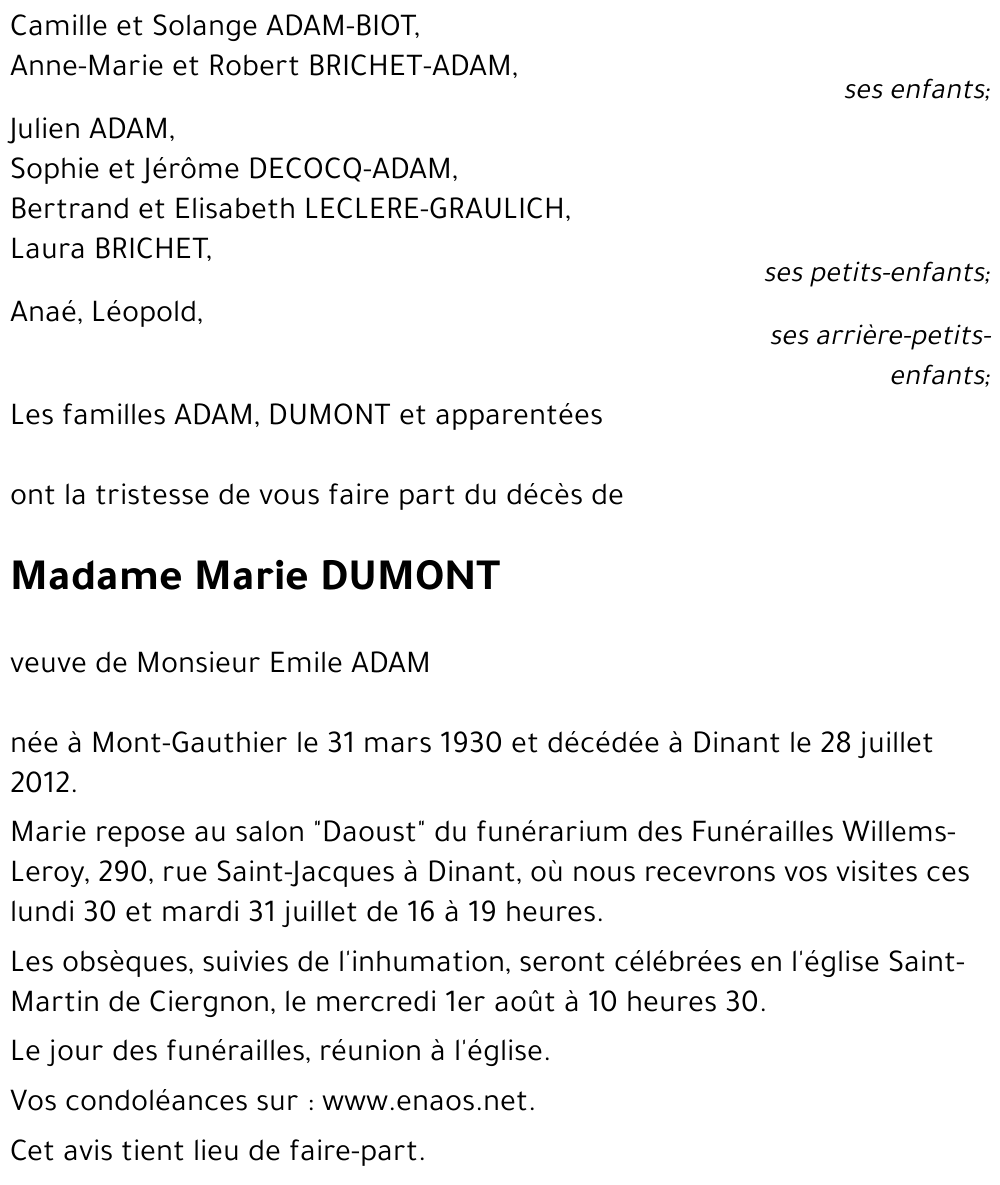 Marie DUMONT