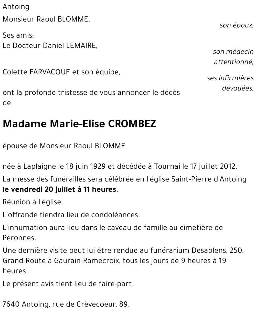 Marie-Elise CROMBEZ