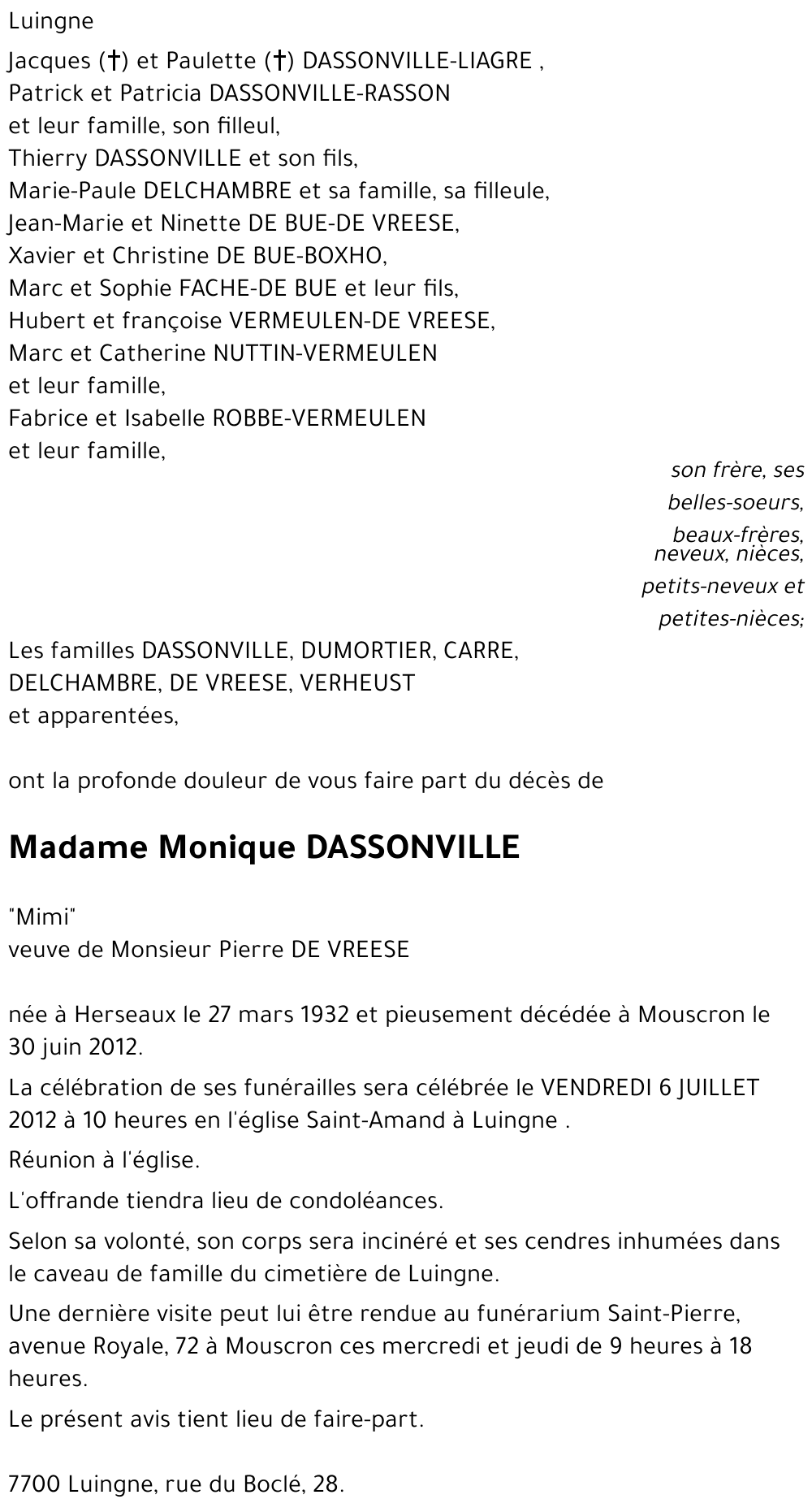 Monique DASSONVILLE