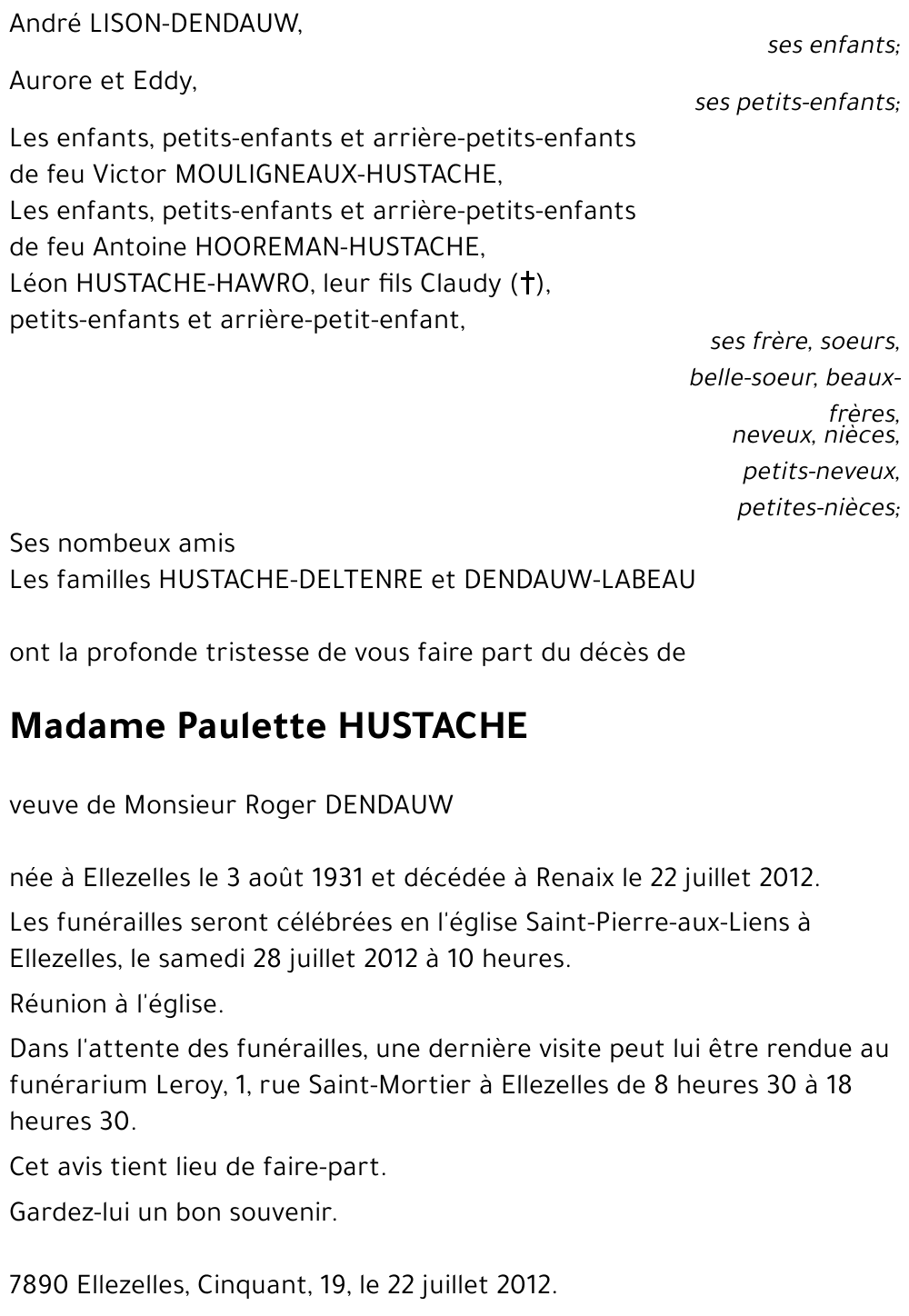 Paulette HUSTACHE