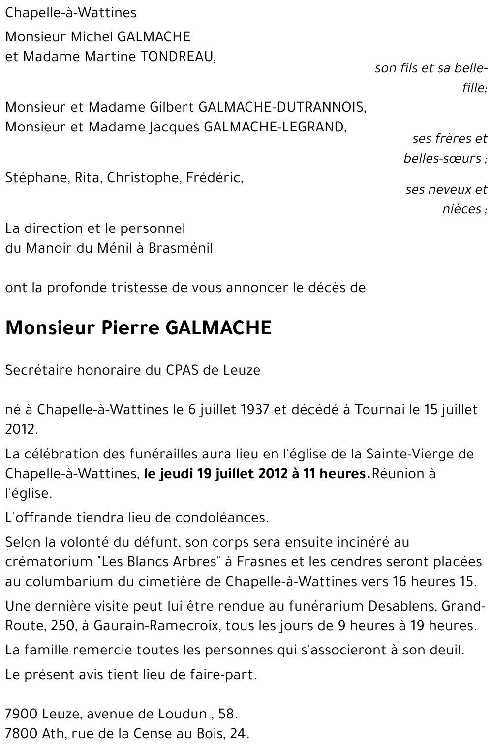 Pierre GALMACHE