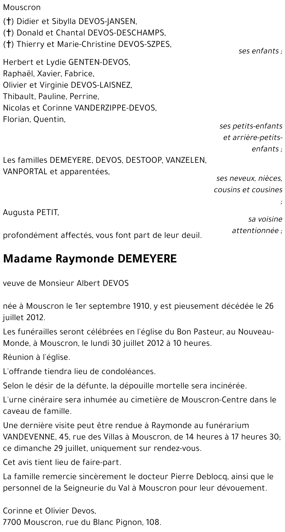 Raymonde DEMEYERE