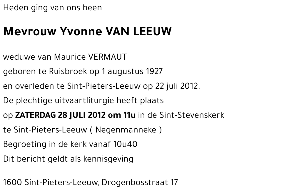 Yvonne VAN LEEUW