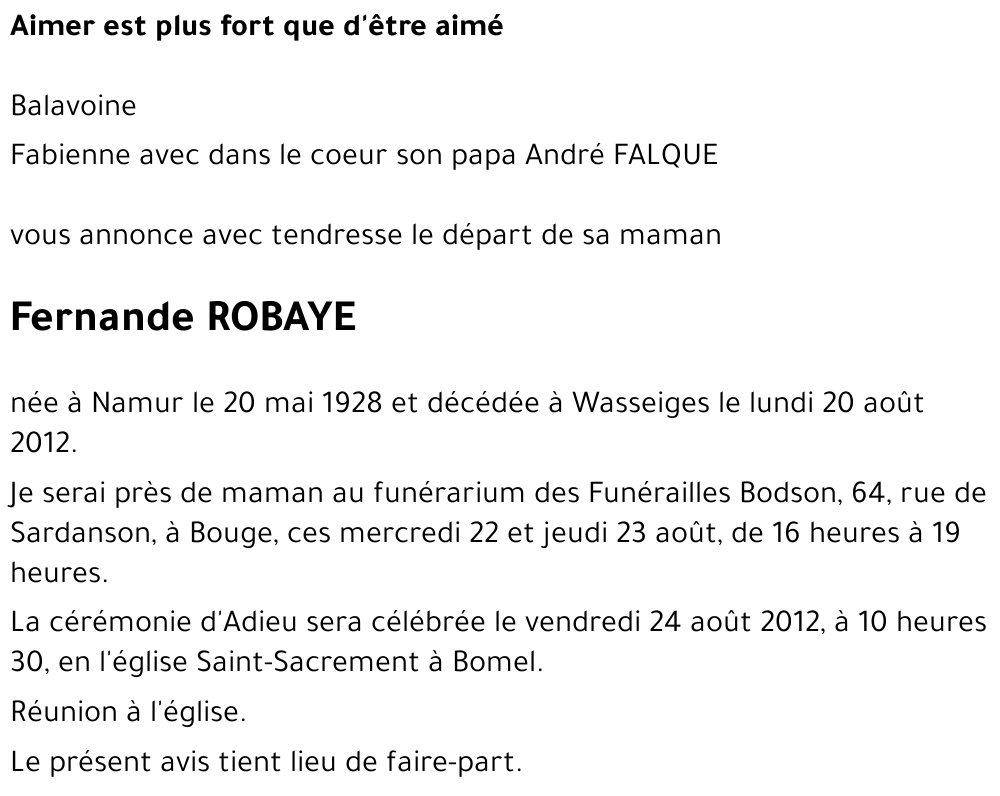 Fernande ROBAYE