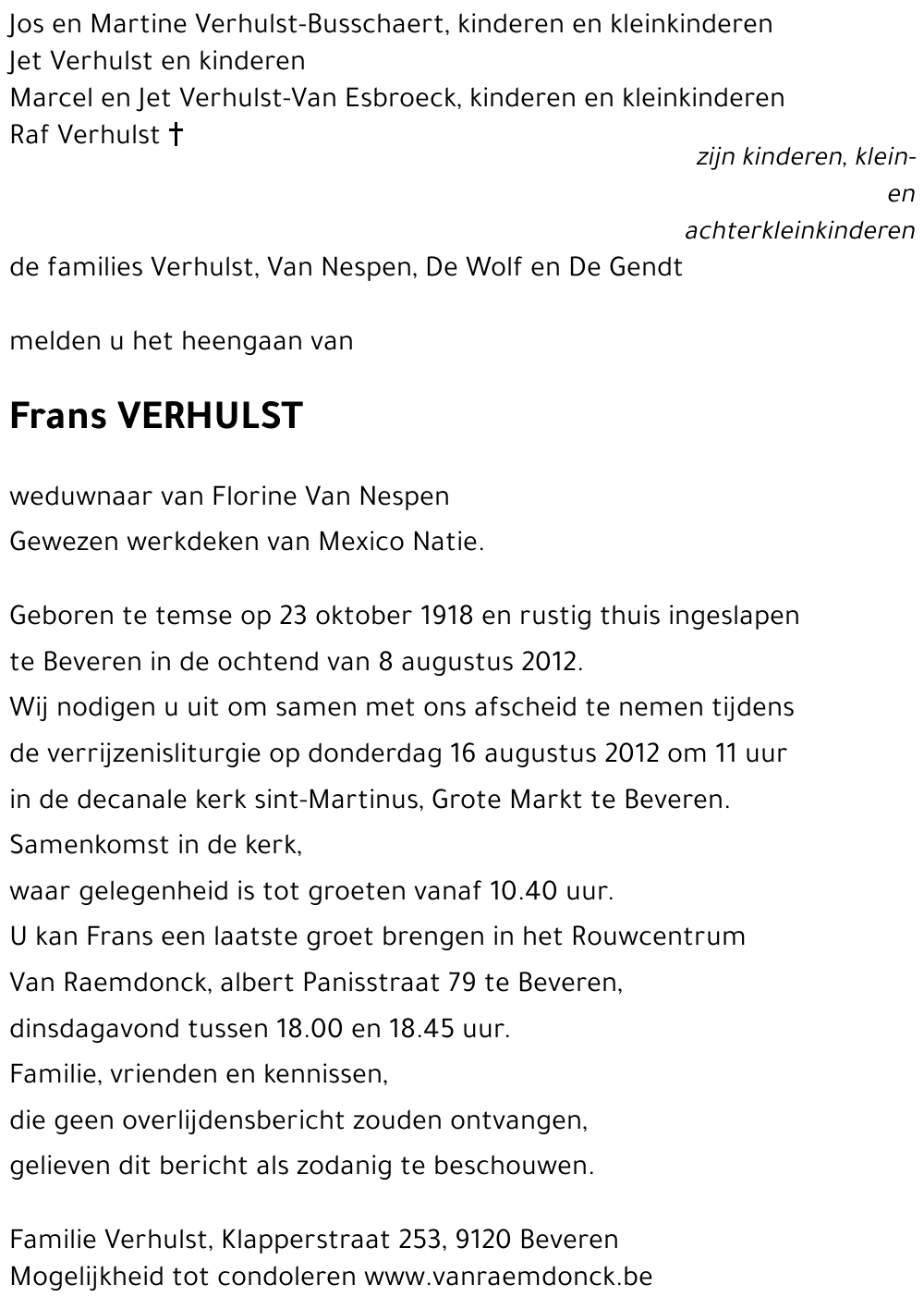 Frans VERHULST