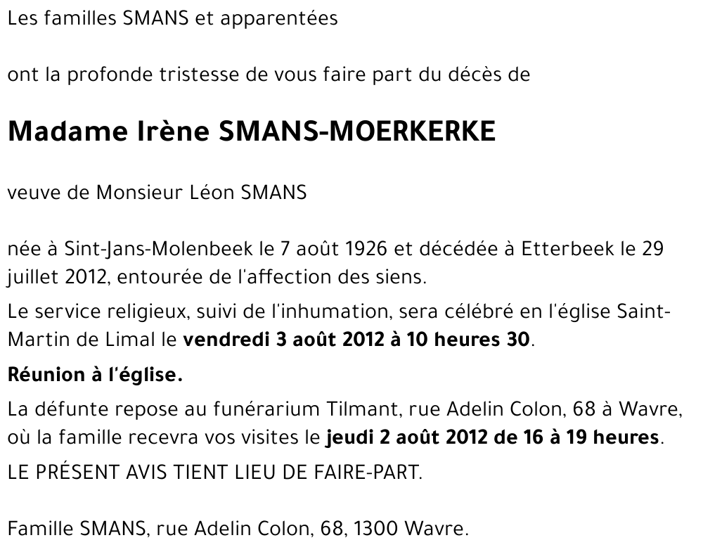 Irène SMANS-MOERKERKE