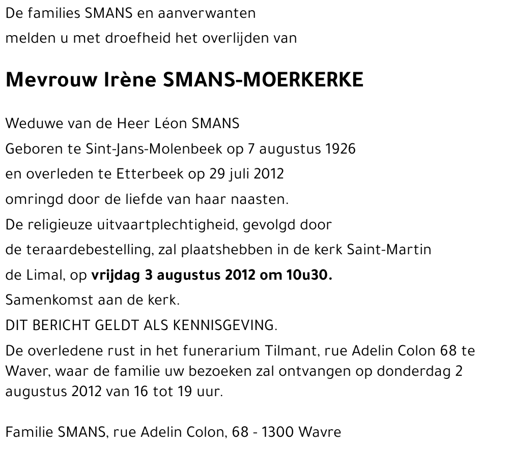 Irène SMANS-MOERKERKE