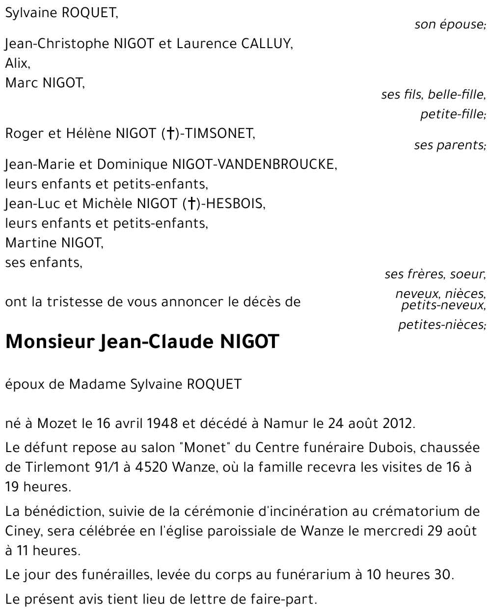 Jean-Claude NIGOT