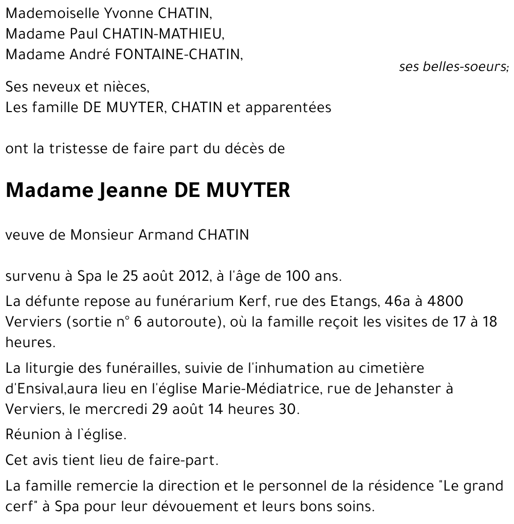 Jeanne DE MUYTER