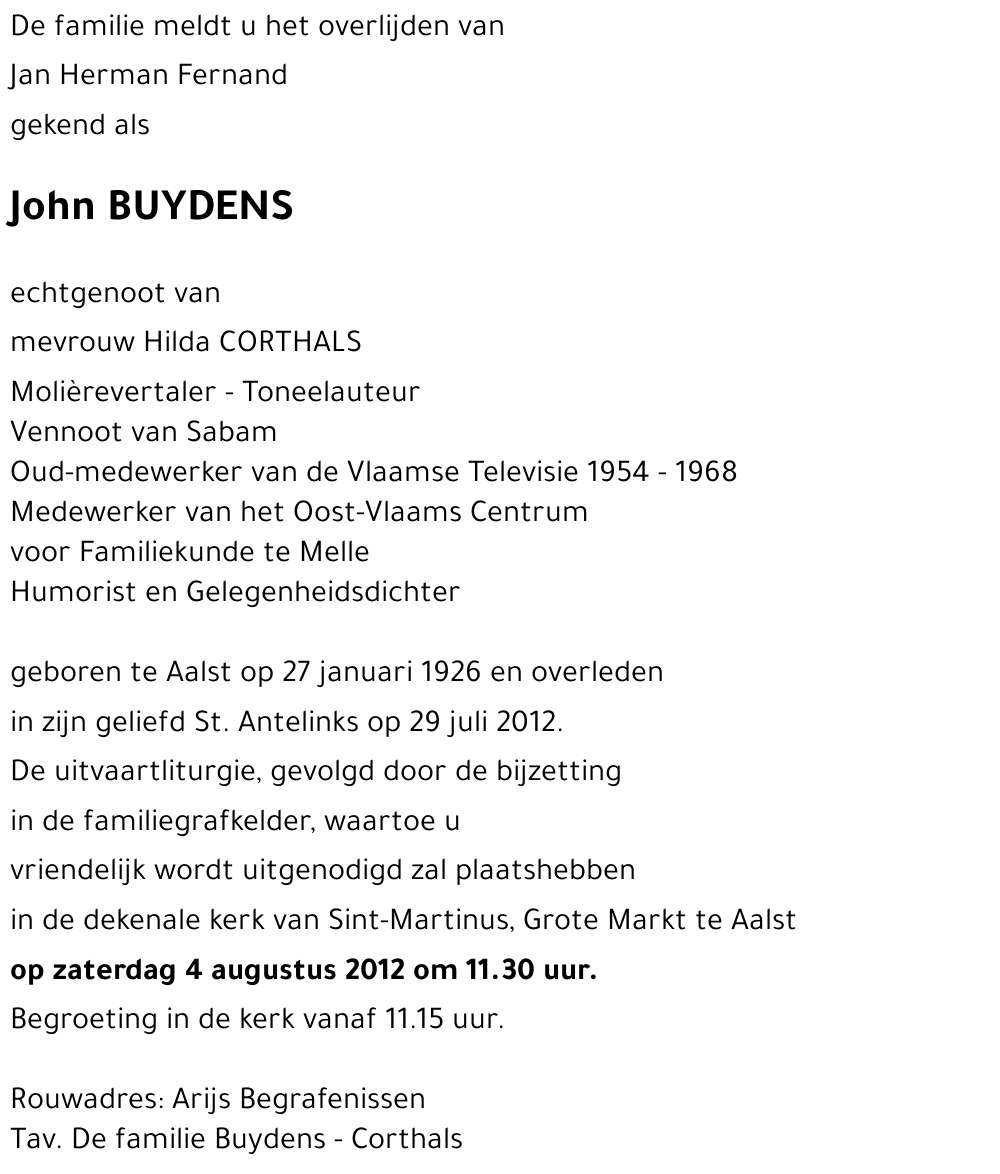 John BUYDENS