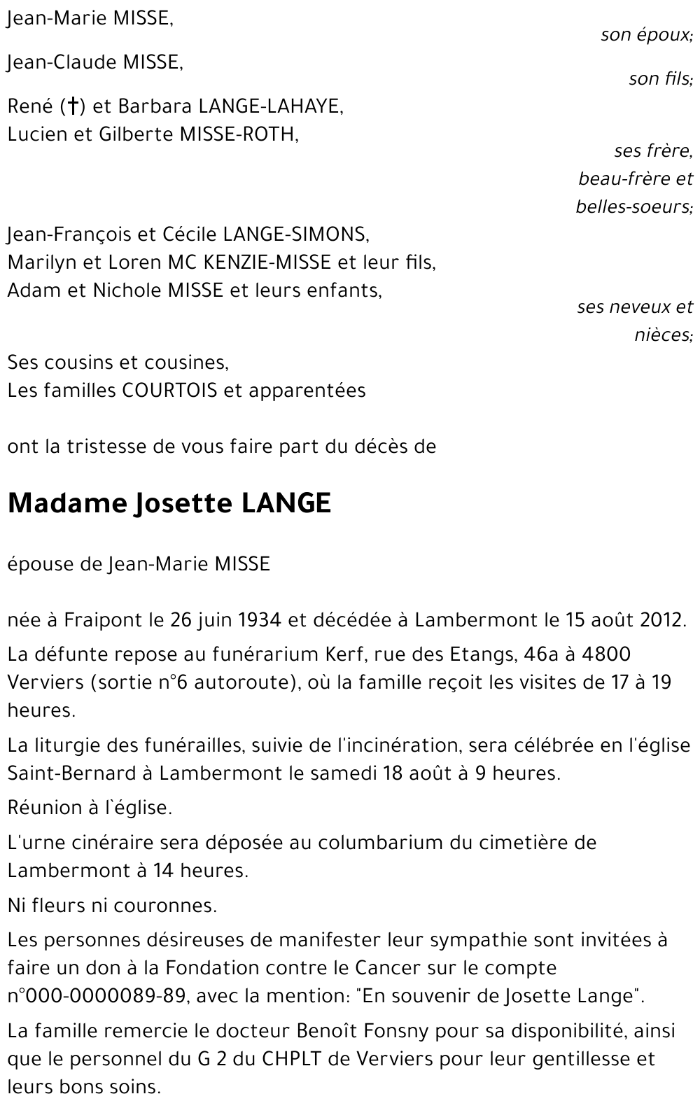 Josette LANGE