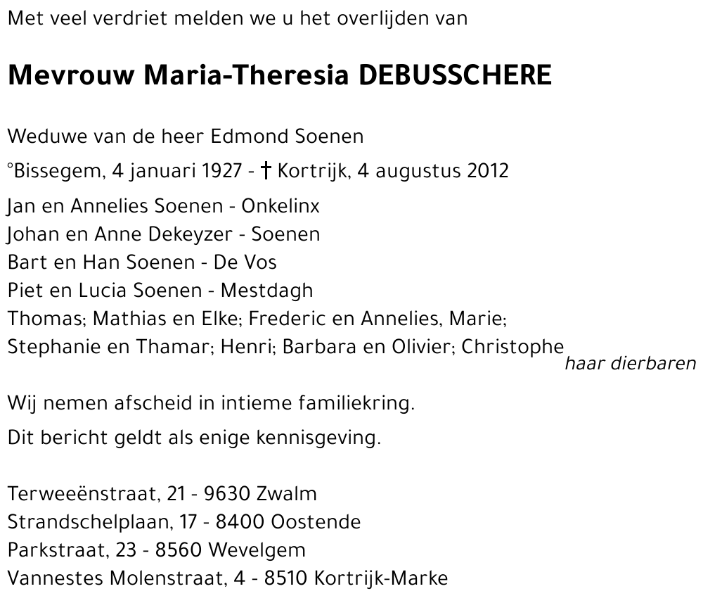 Maria-Theresia DEBUSSCHERE