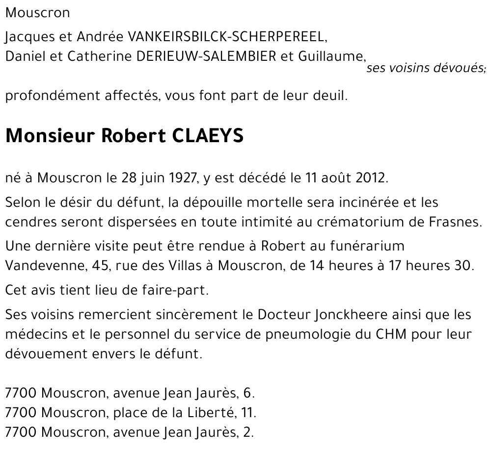 Robert CLAEYS