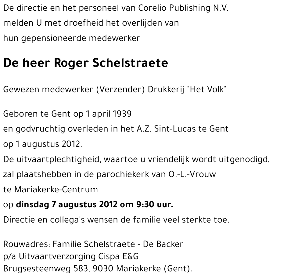 Roger SCHELSTRAETE
