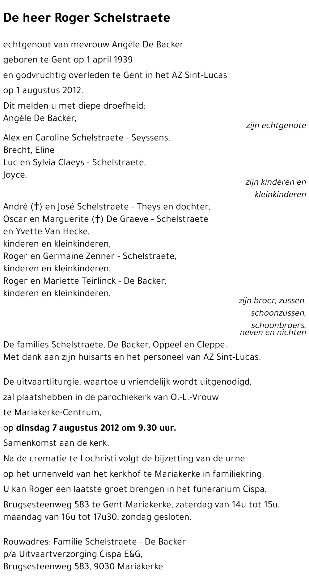 Roger SCHELSTRAETE