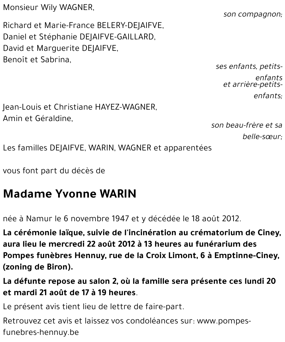 Yvonne WARIN