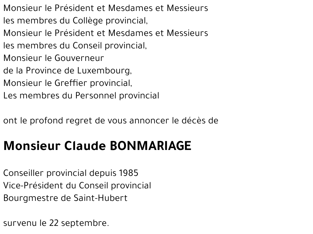 Claude BONMARIAGE