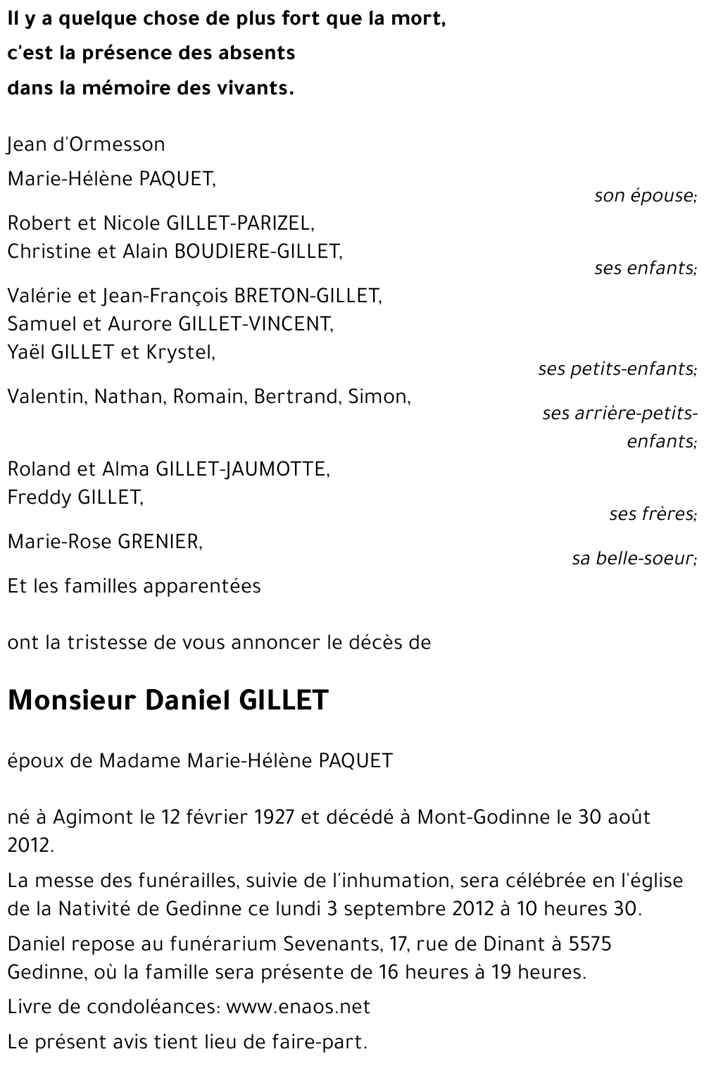 Daniel GILLET