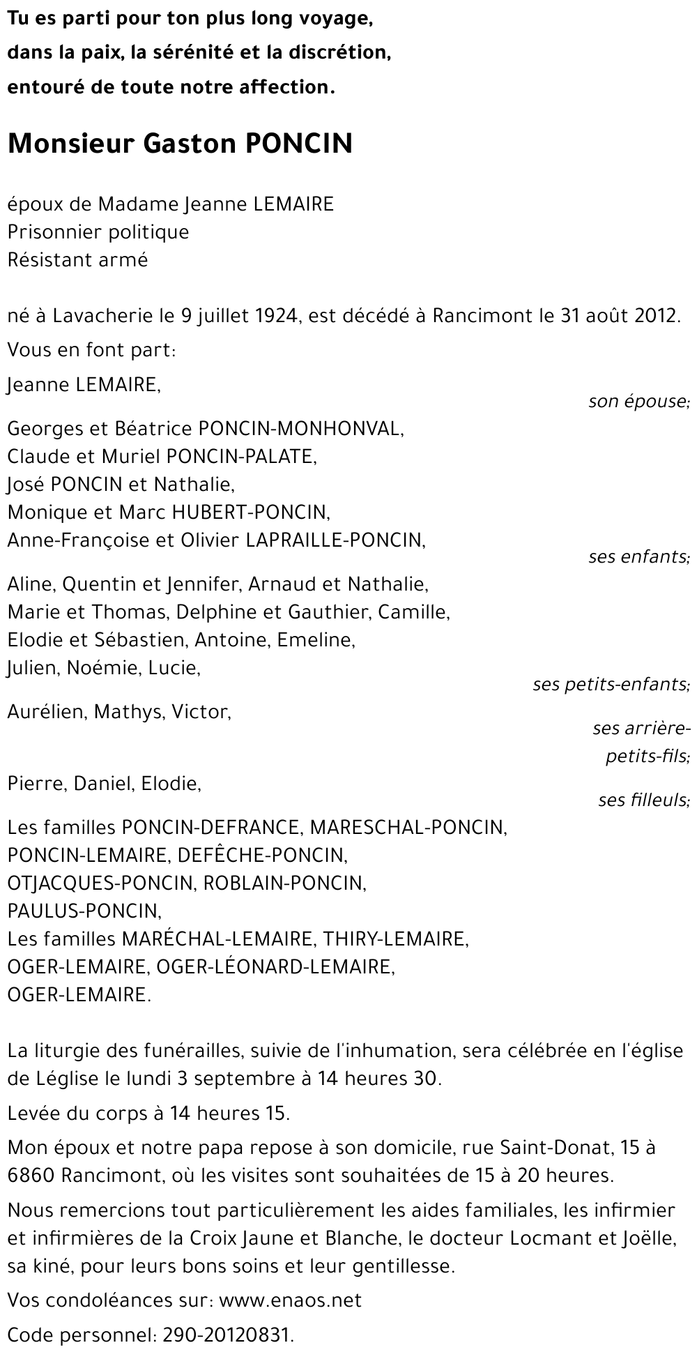 Gaston PONCIN