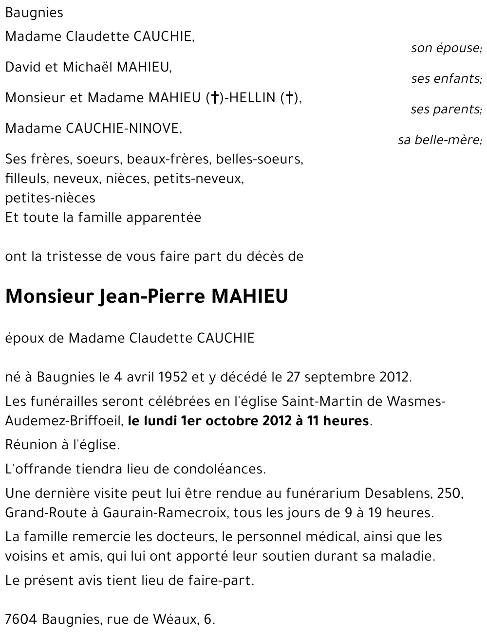 Jean-Pierre MAHIEU