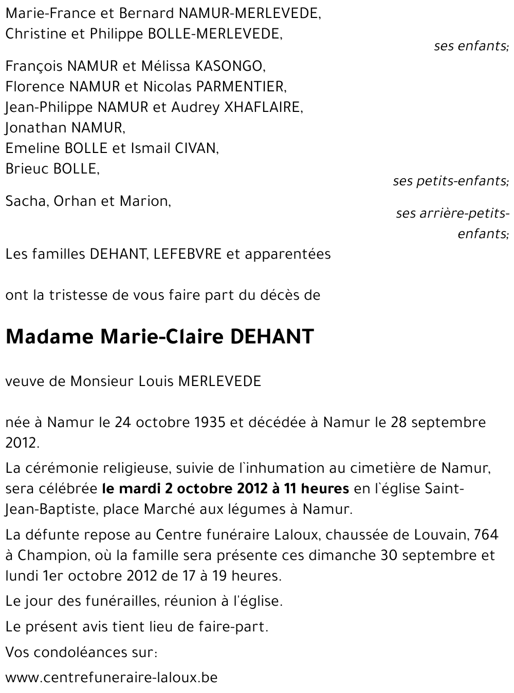 Marie-Claire DEHANT