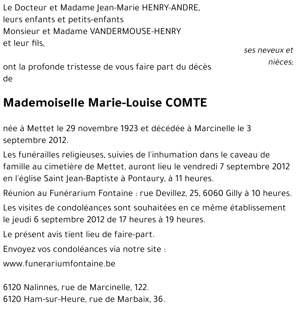 Marie-Louise COMTE