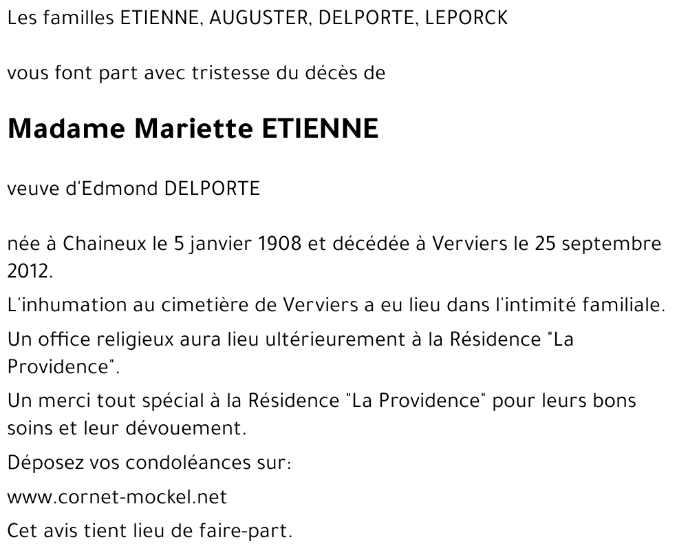 Mariette ETIENNE