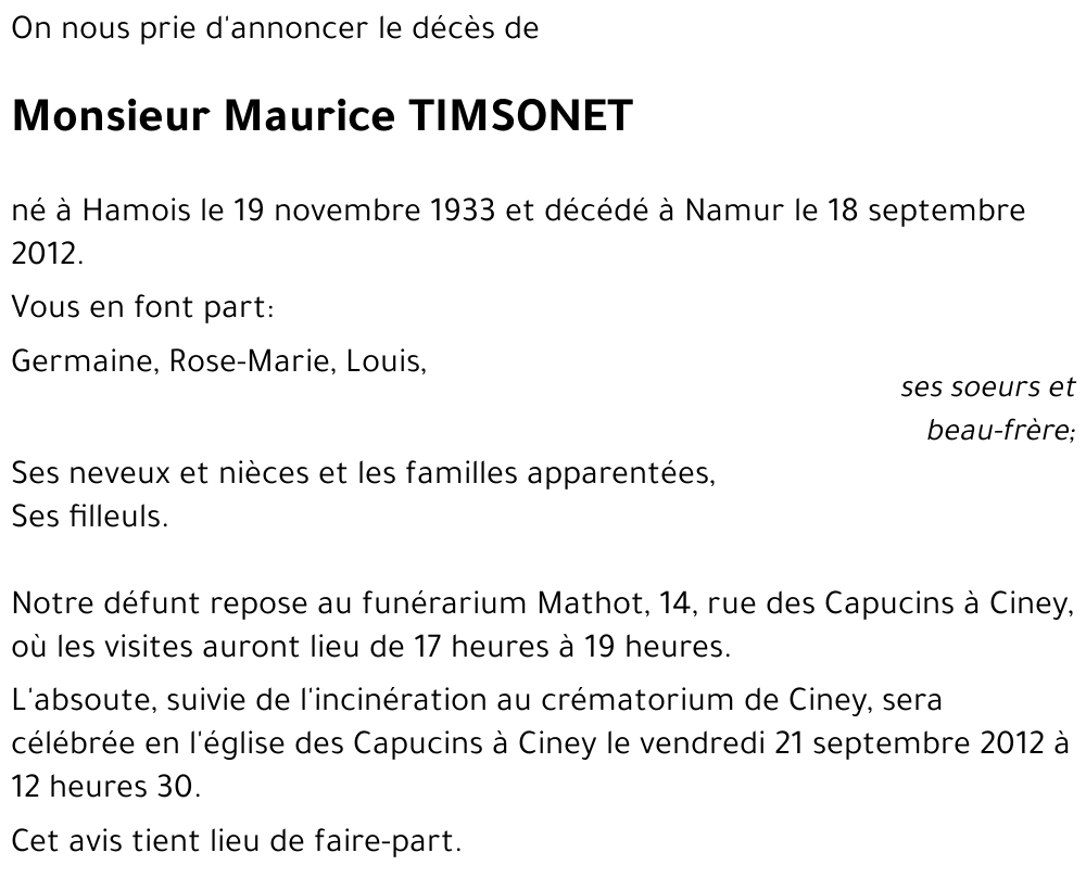 Maurice TIMSONET