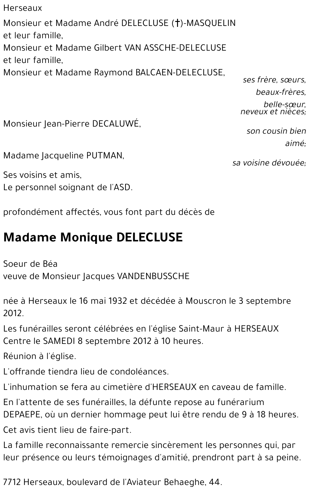 Monique DELECLUSE
