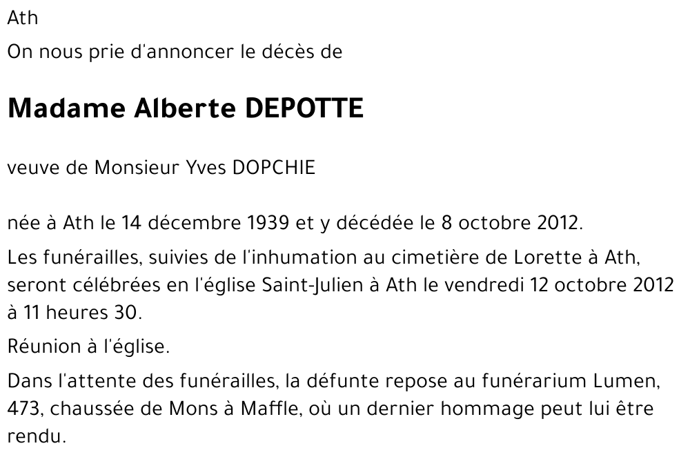 Alberte DEPOTTE