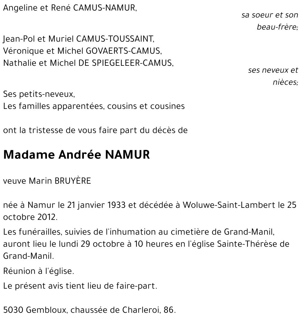 Andrée NAMUR