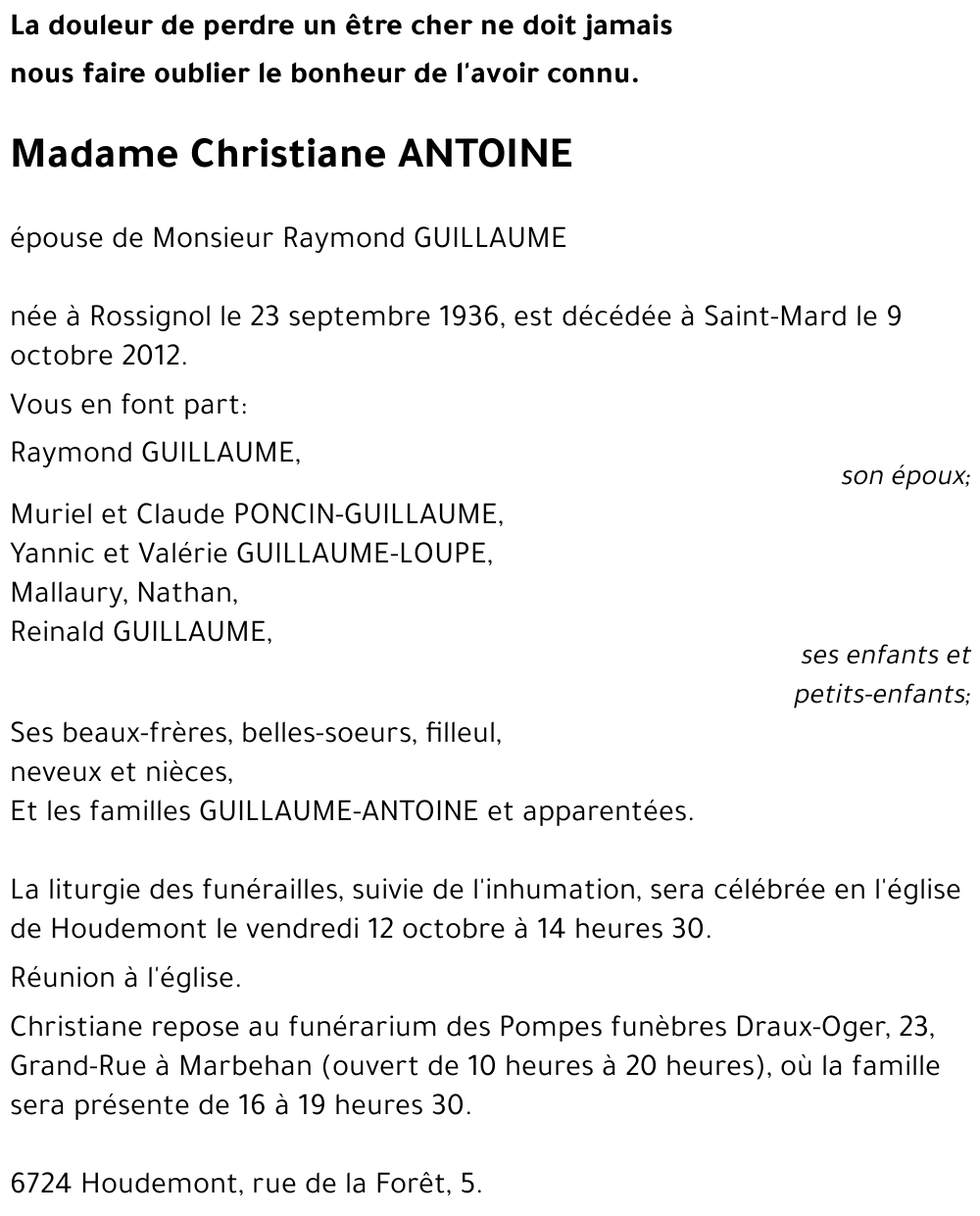 Christiane ANTOINE