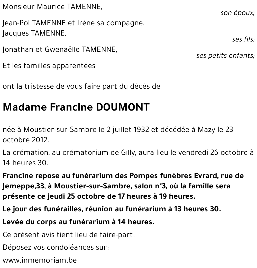 francine DOUMONT