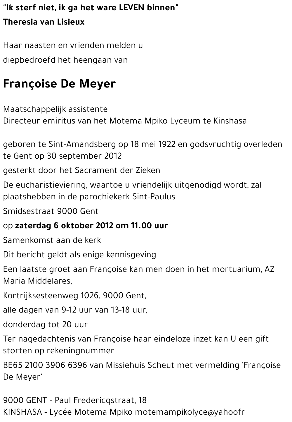 Françoise De Meyer