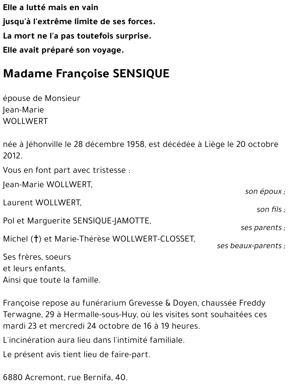 Françoise SENSIQUE