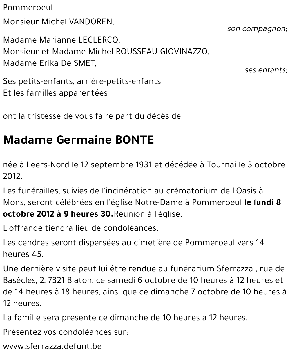 Germaine BONTE