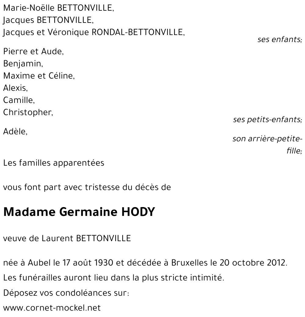 Germaine HODY