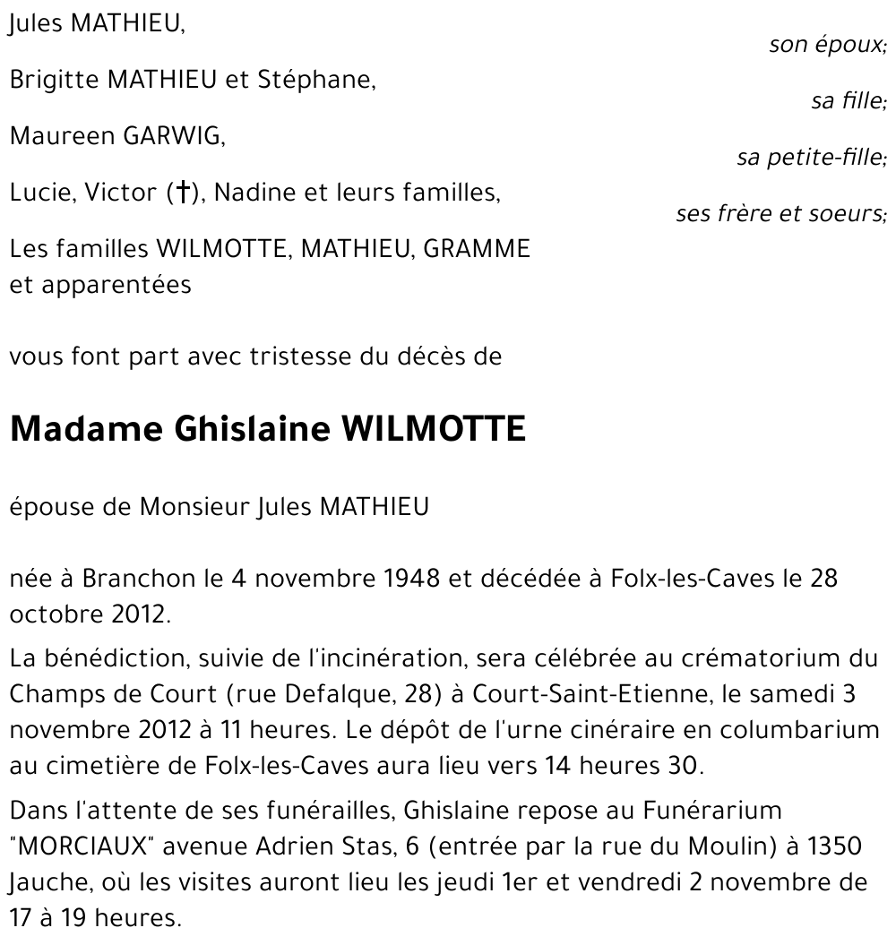 Ghislaine WILMOTTE