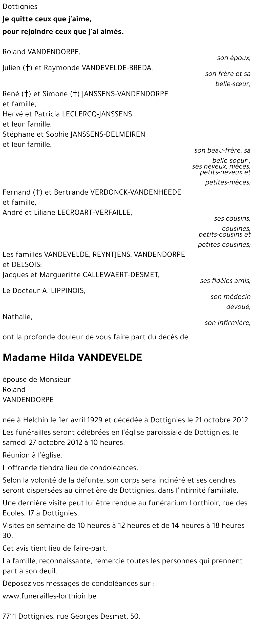 Hilda VANDEVELDE