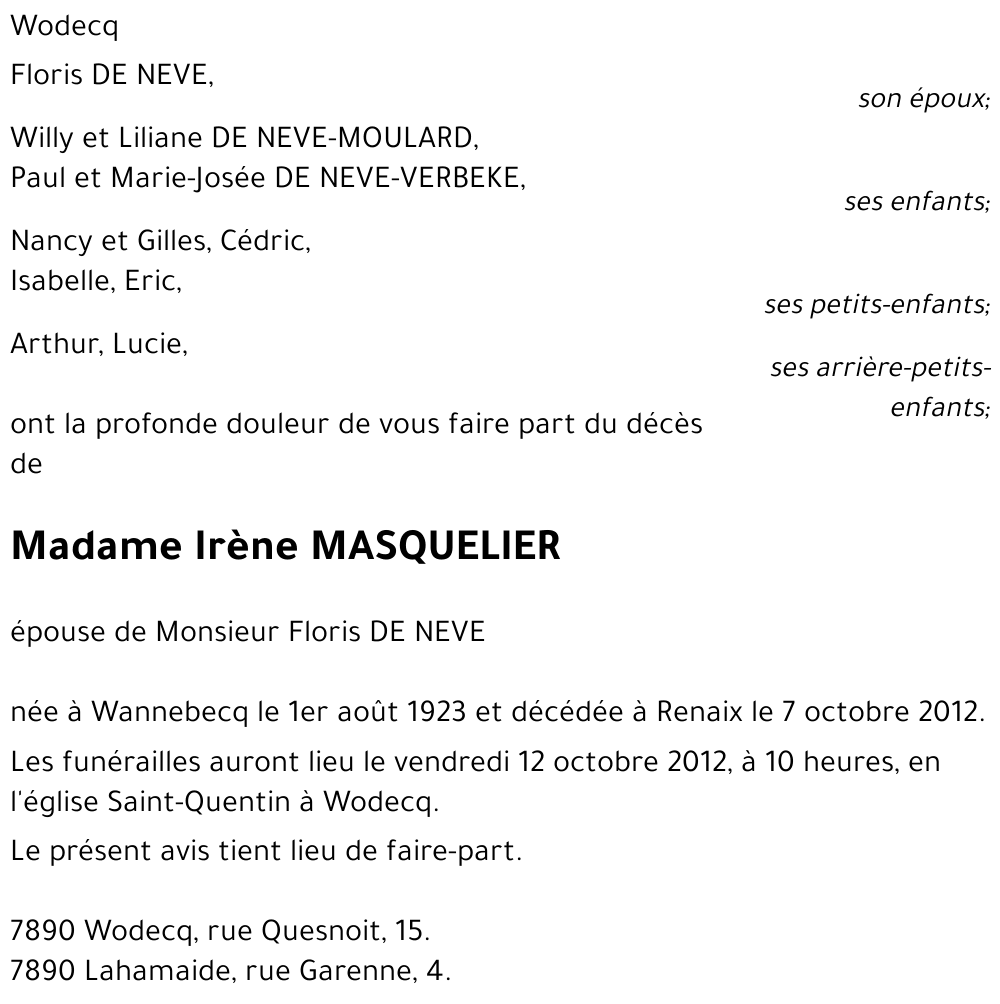 Irène MASQUELIER